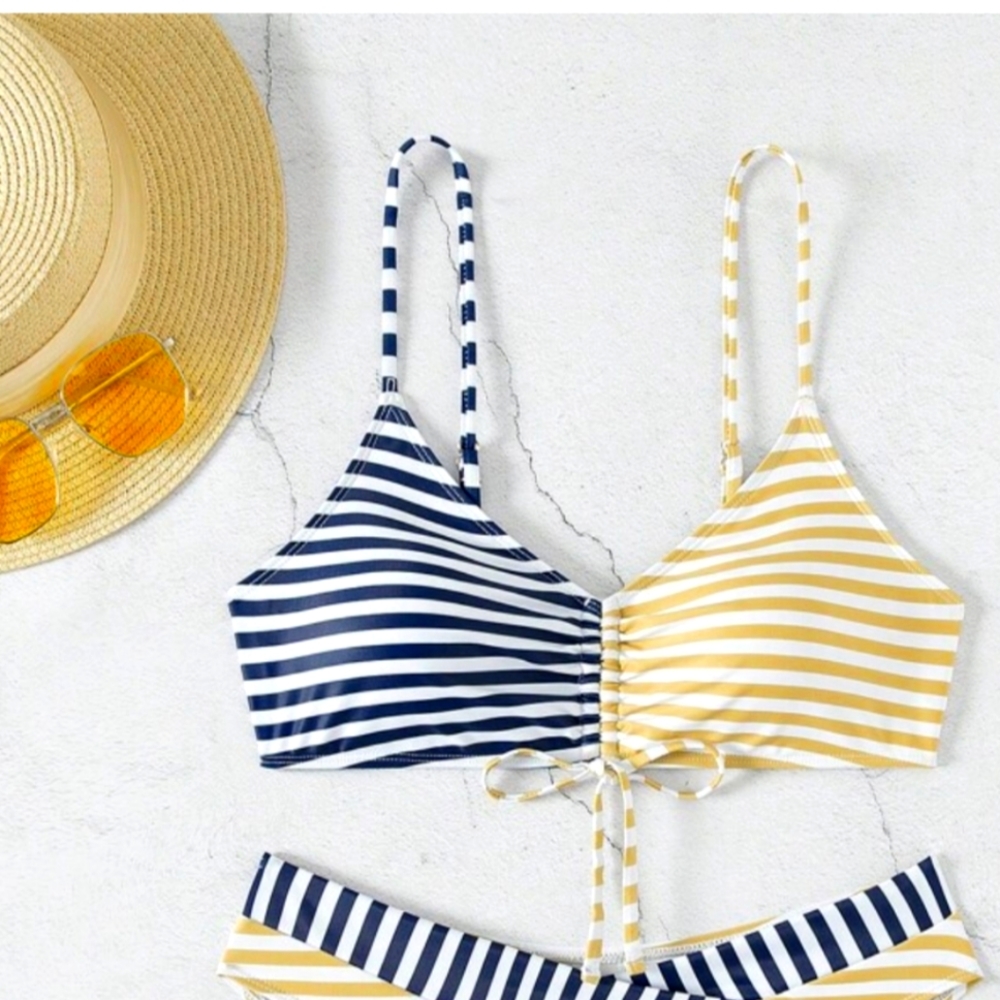 Modihito striped blue and yellow Bikini